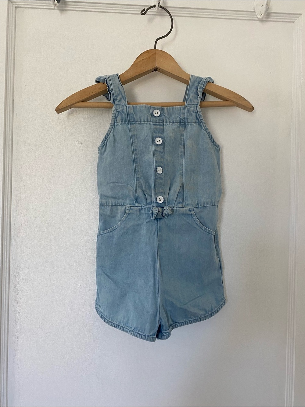 Cat & Jack Light Blue Denim Button-Front Romper
